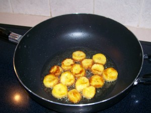 Heat up some oil  in a nonstick pan.