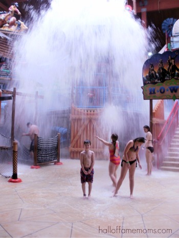 Getting dumped on at Fort Rapids Waterpark Resort in Columbus, Ohio.