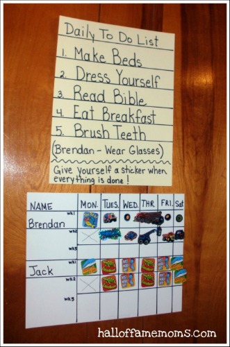 Sticker Chore Chart idea for kids.