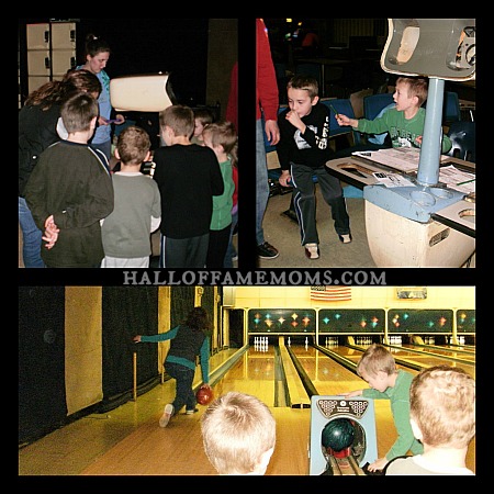 Bowling with family and friends.