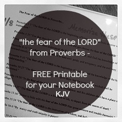 KJV free printable - Proverbs "the fear of the LORD"