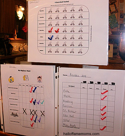 chore charts, exercise charts for kids