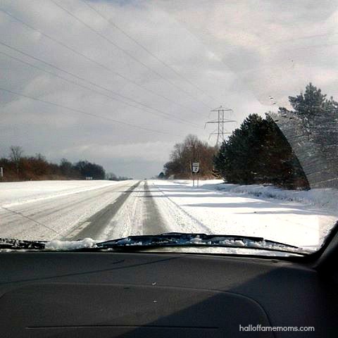 Snowy road, Rt. 2, leaving Sandusky, Ohio.