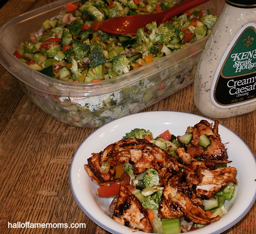 once a week easy salad with bbq chicken