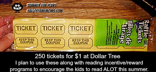 Tickets for reading program rewards / incentives.