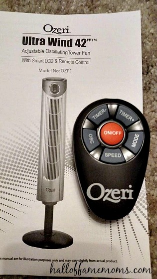 The Ozeri oscillating wind fan comes with a remote control.