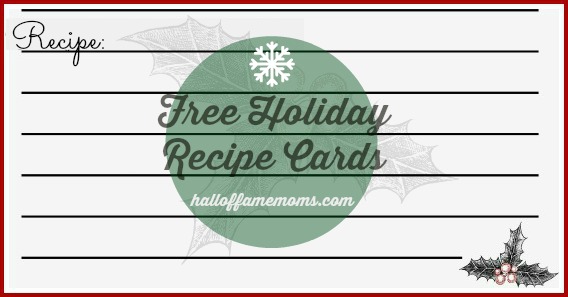 Free holiday recipe card printables