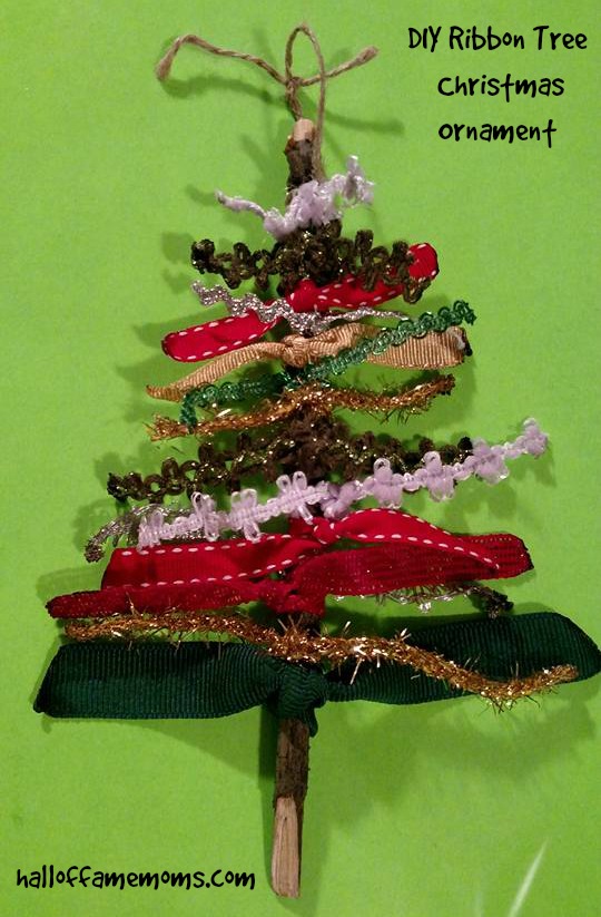 diy Stick Ribbon Tree Christmas Ornament 