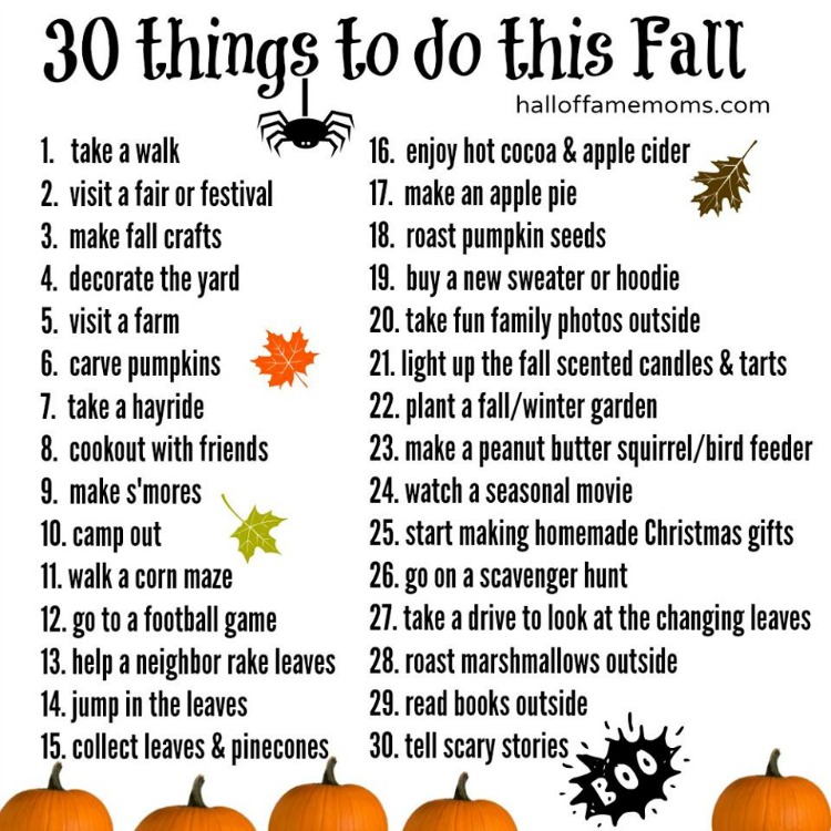30 Fun Things to do this Fall - free printable!