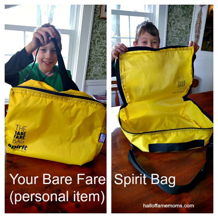 Spirit Airlines The Bare Fare Bag "personal item" is included in your ticket price.