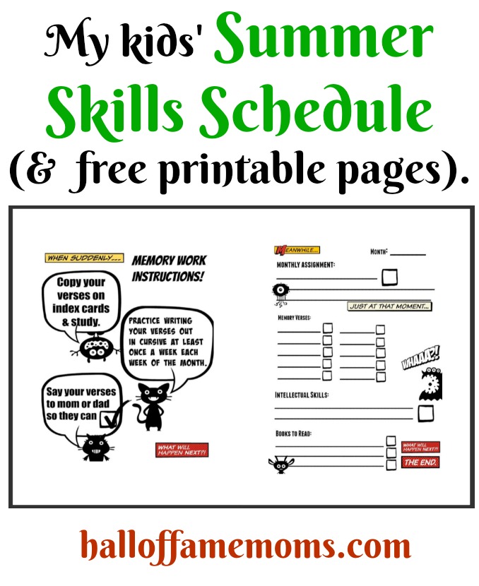 My kids' Summer Skills Schedule & FREE printables.