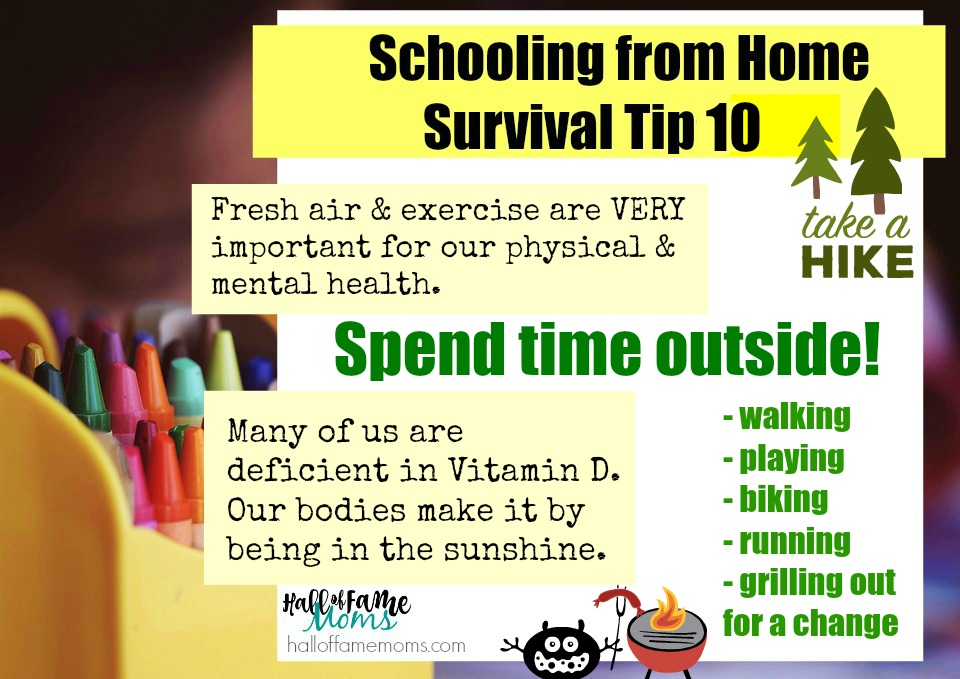 schooling from home tips - spend time outside