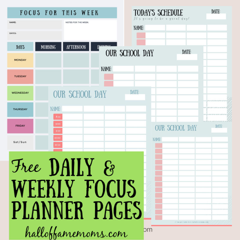 free daily weekly focus planner pages for goals or to structure the day