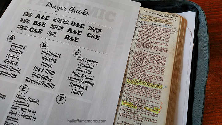 organize prayer life with prayer guide list